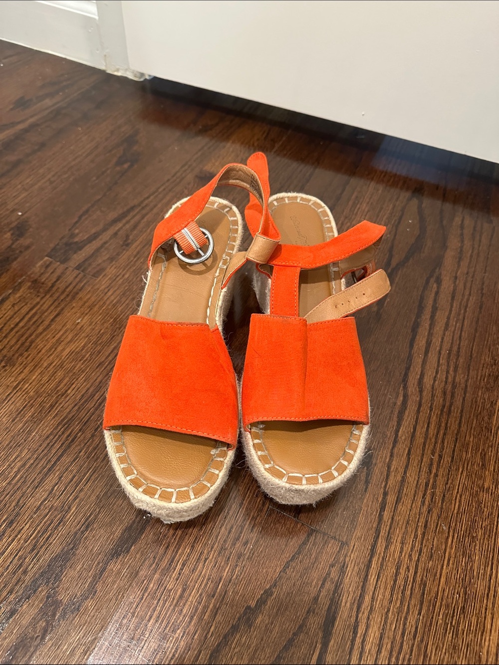 Women's Dark Orange Suede Espadrille Sandals